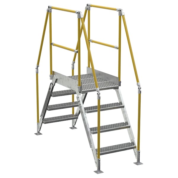 Vestil 4 Step Galvanized Steel Cross-Over Ladder 79"x82.15" 500lb Capacity COL-4-36-23-HDG - main